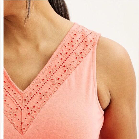 Croft & Barrow plus size women’s Eyelet style v neck tiered Midi Dress 0X EUC - Picture 4 of 12